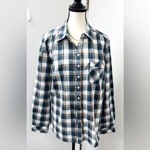 Tradition Women's Flannel Shirt Plaid Blouse Button Up Long Sleeve Collared 16